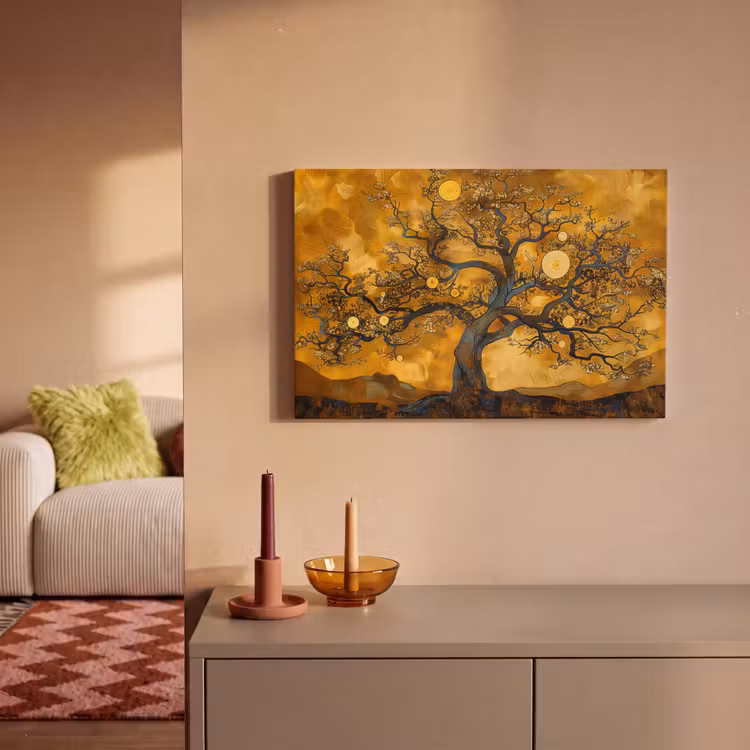 Canvas schilderij - Boom - Levensboom - Abstract - Goud — 2