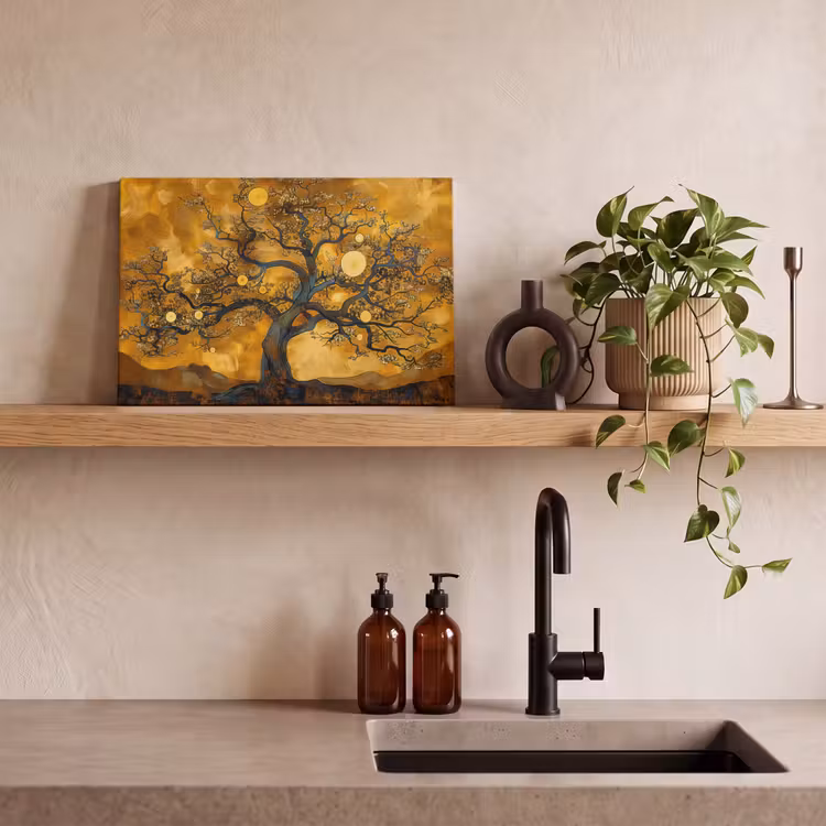 Canvas schilderij - Boom - Levensboom - Abstract - Goud — 3