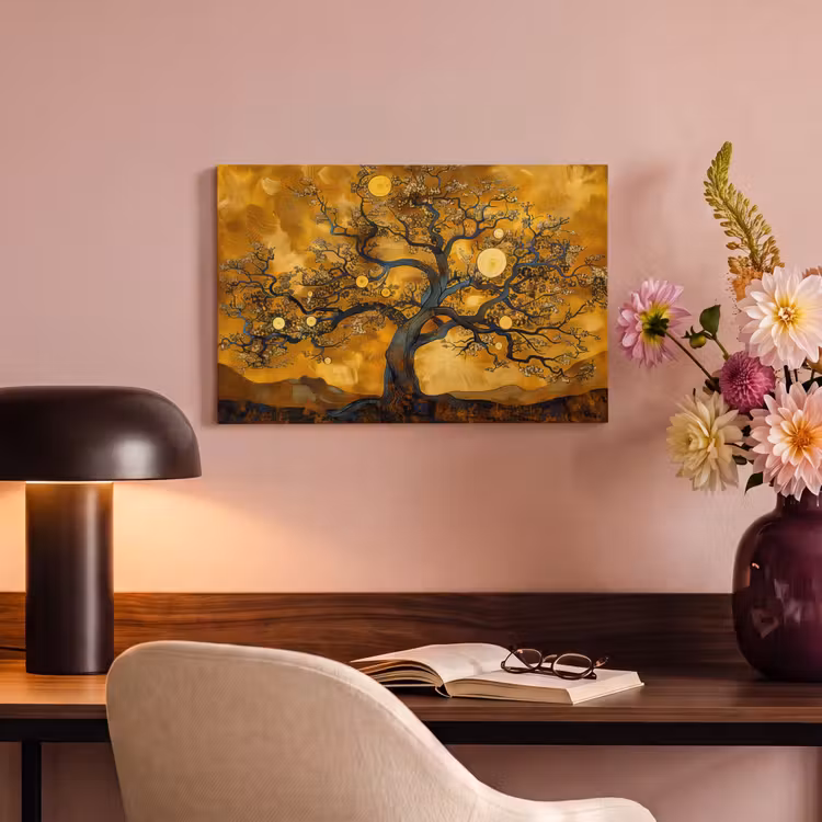 Canvas schilderij - Boom - Levensboom - Abstract - Goud — 4