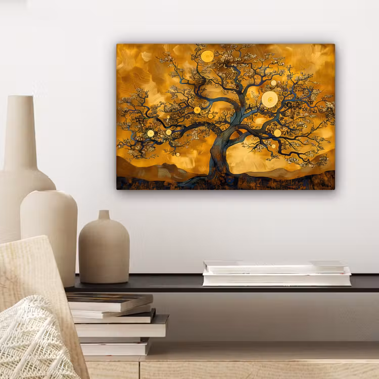 Canvas schilderij - Boom - Levensboom - Abstract - Goud — 5