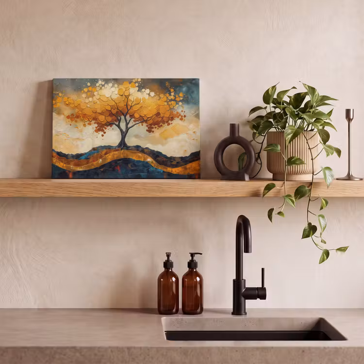 Canvas schilderij - Boom - Natuur - Goud - Modern — 3
