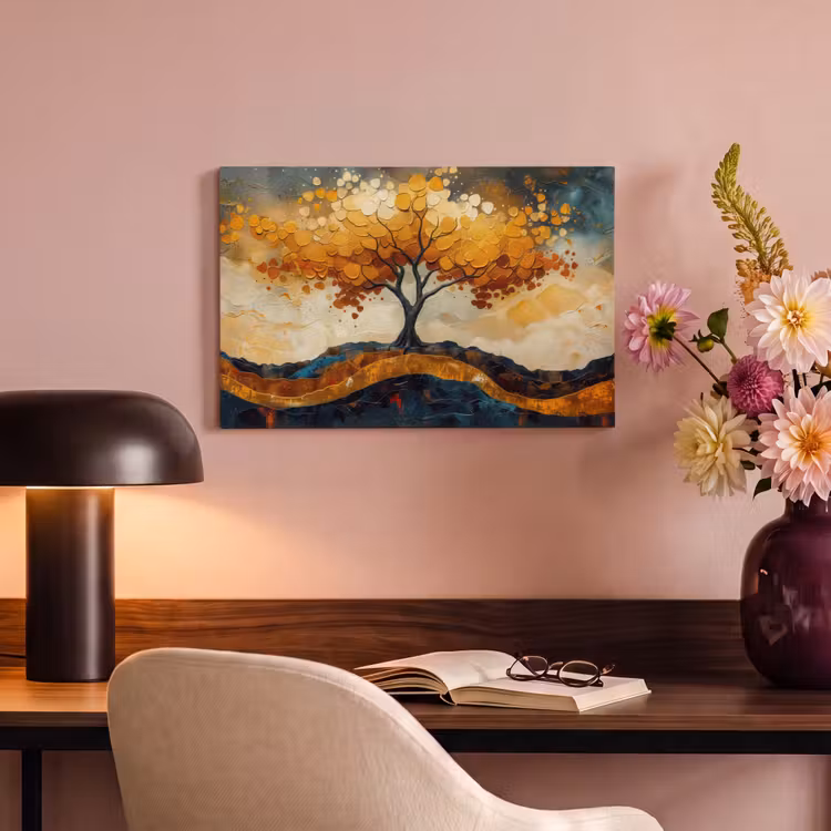 Canvas schilderij - Boom - Natuur - Goud - Modern — 4