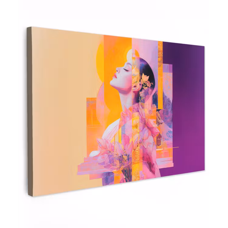 Canvas schilderij - Abstract - Portret - Vrouw - Kleurrijk — 1