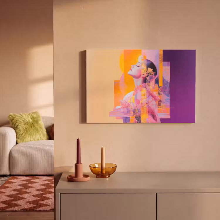 Canvas schilderij - Abstract - Portret - Vrouw - Kleurrijk — 2