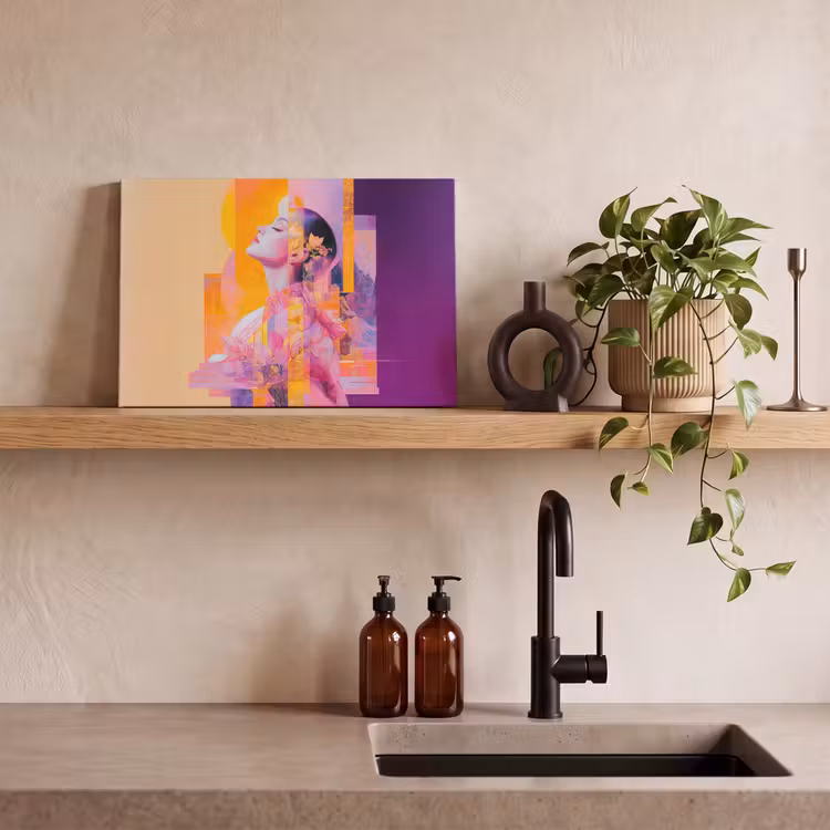 Canvas schilderij - Abstract - Portret - Vrouw - Kleurrijk — 3