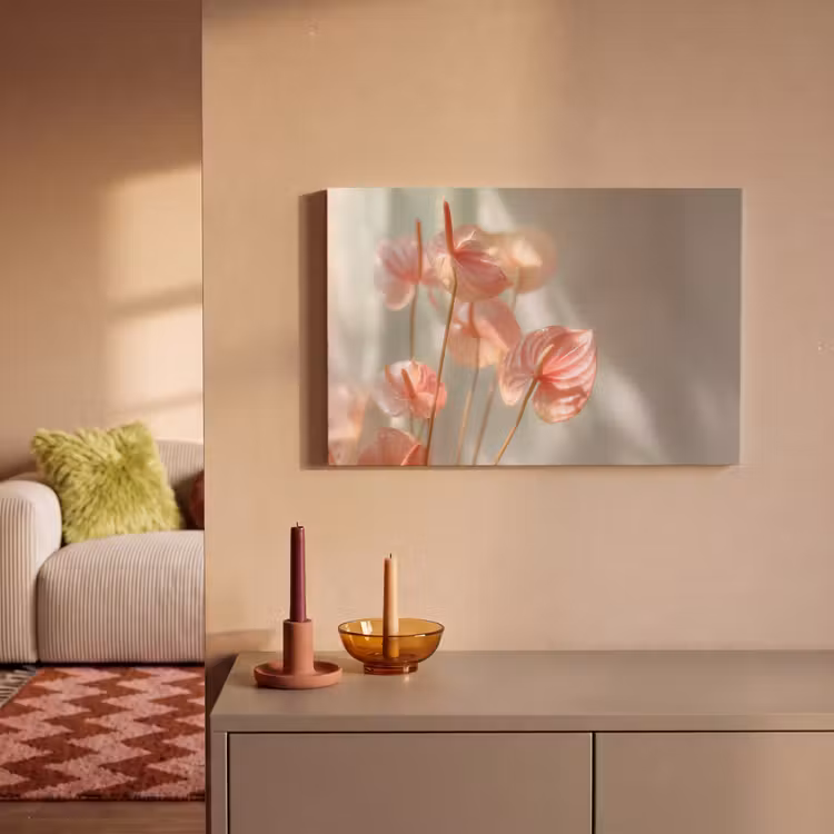 Canvas schilderij - Bloemen - Stelen - Roze - Schaduw — 2