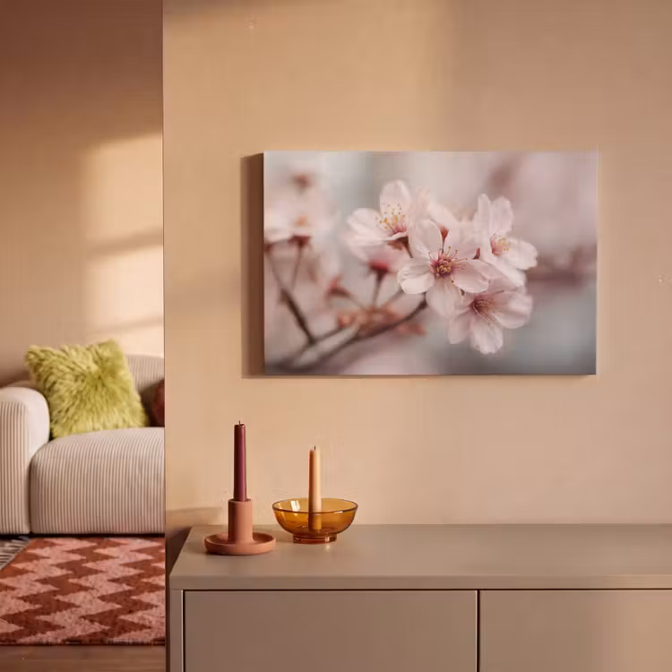 Canvas schilderij - Bloesems - Meeldraden - Geel - Wazig — 2