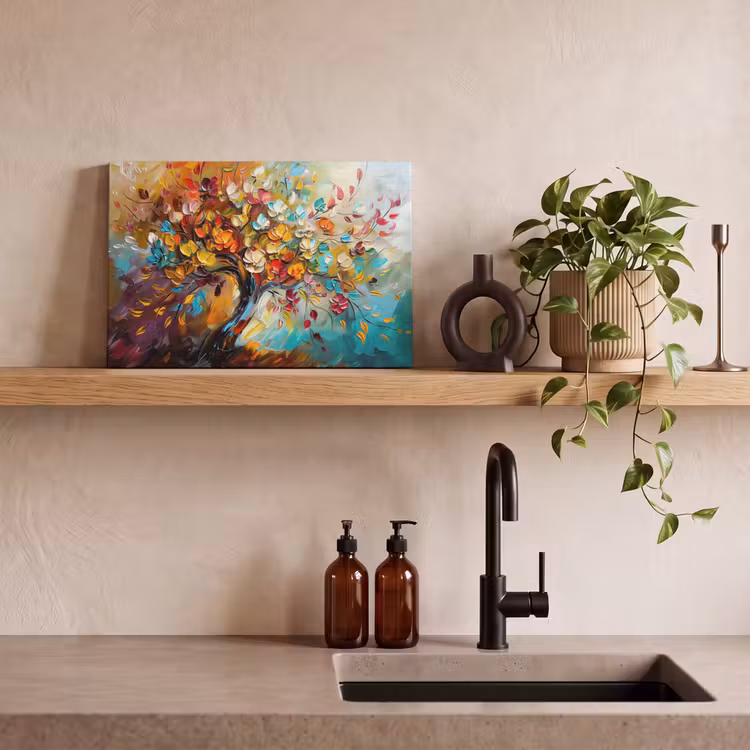 Canvas schilderij - Boom - Abstract - Kleurrijk - Bloemen — 3