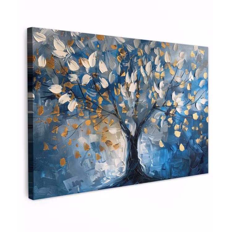 Canvas schilderij - Boom - Blauw - Goud - Abstract — 1