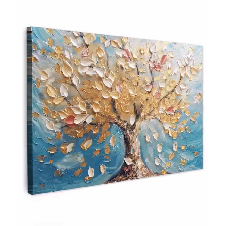 Canvas schilderij - Boom - Blauw - Goud - Abstract - Modern — 1