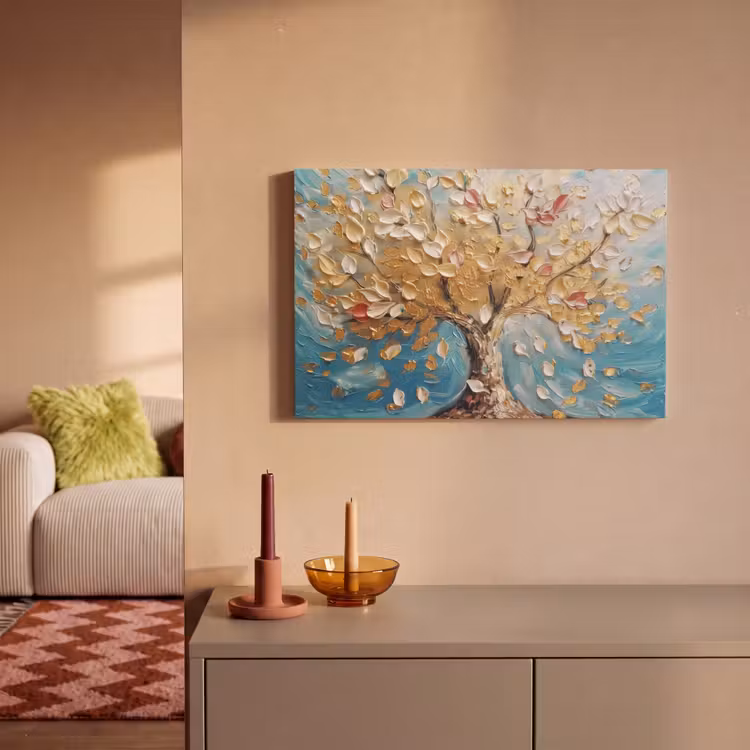 Canvas schilderij - Boom - Blauw - Goud - Abstract - Modern — 2