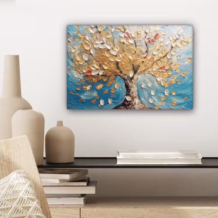Canvas schilderij - Boom - Blauw - Goud - Abstract - Modern — 5