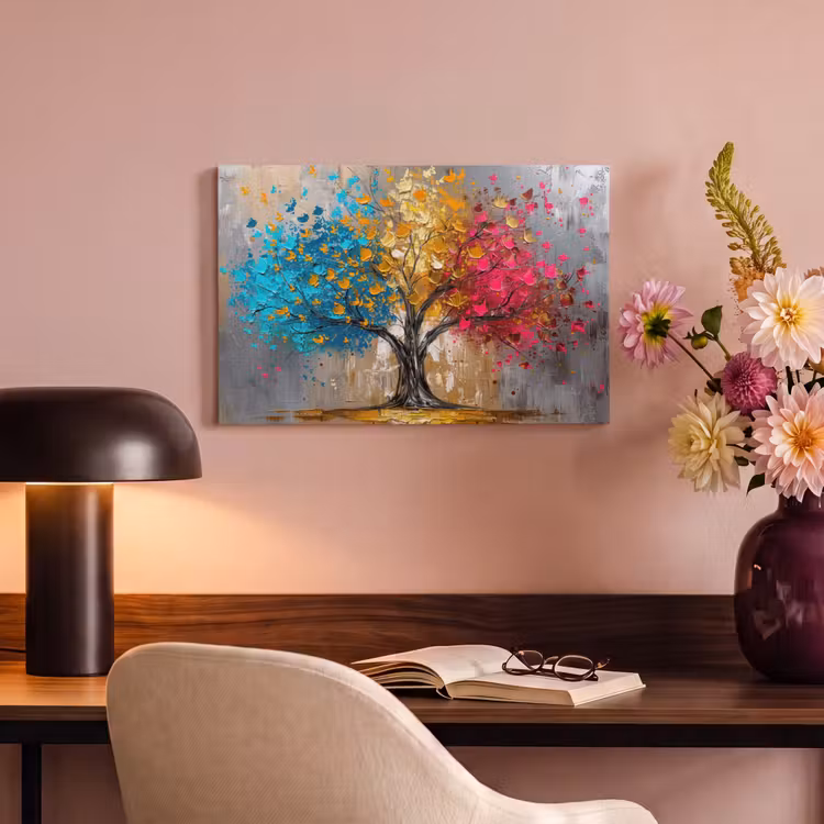 Canvas schilderij - Boom - Kleurrijk - Grijs - Modern — 4