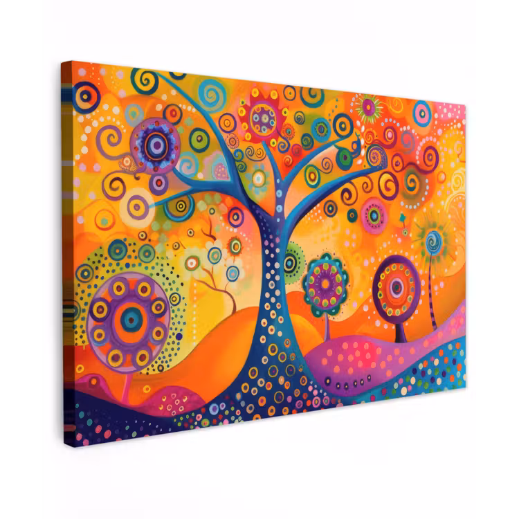 Canvas schilderij - Boom - Levensboom - Abstract - Kleurrijk — 1
