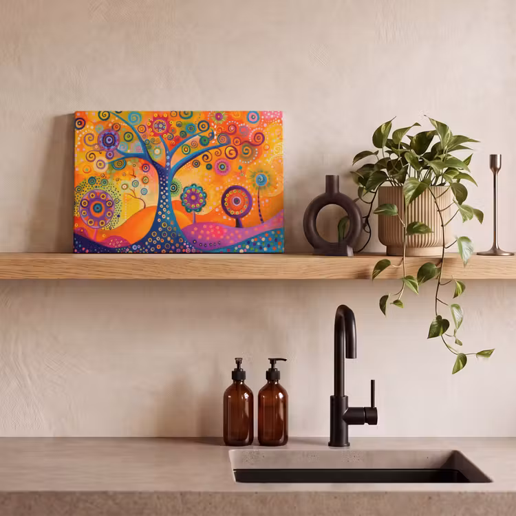Canvas schilderij - Boom - Levensboom - Abstract - Kleurrijk — 3