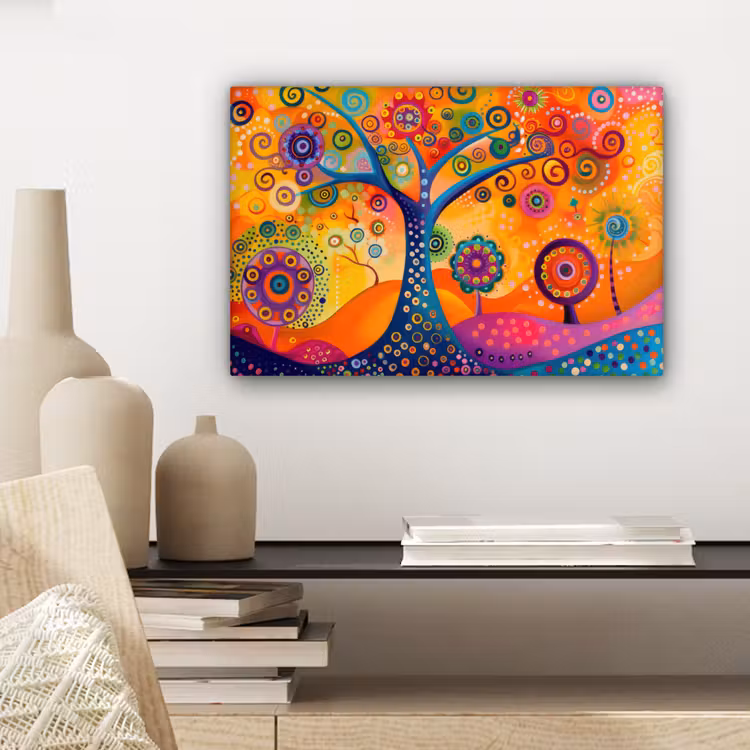 Canvas schilderij - Boom - Levensboom - Abstract - Kleurrijk — 5