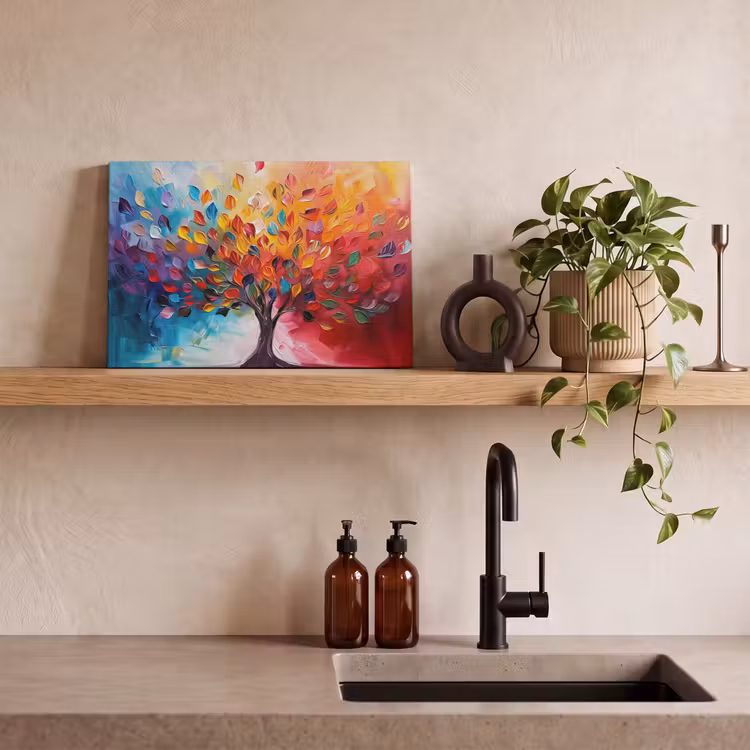 Canvas schilderij - Boom - Levensboom - Kleurrijk - Abstract — 3