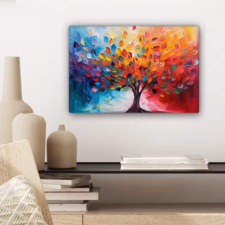 Canvas schilderij - Boom - Levensboom - Kleurrijk - Abstract — 5
