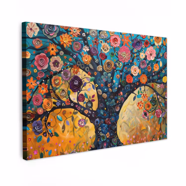 Canvas schilderij - Boom - Levensboom - Kleurrijk - Bloemen - Modern — 1