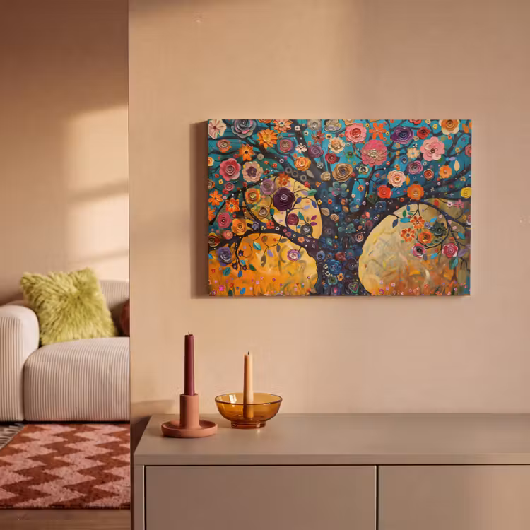 Canvas schilderij - Boom - Levensboom - Kleurrijk - Bloemen - Modern — 2