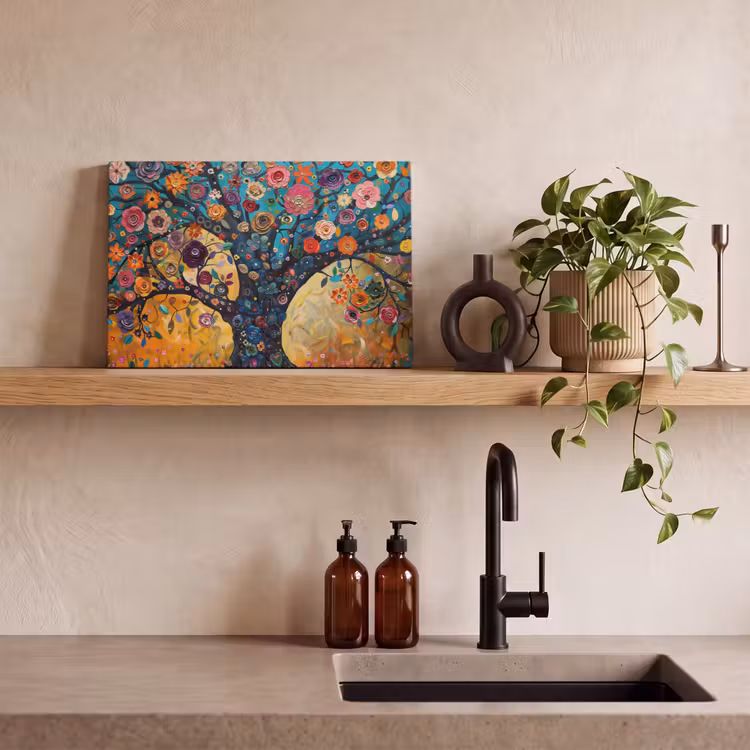 Canvas schilderij - Boom - Levensboom - Kleurrijk - Bloemen - Modern — 3