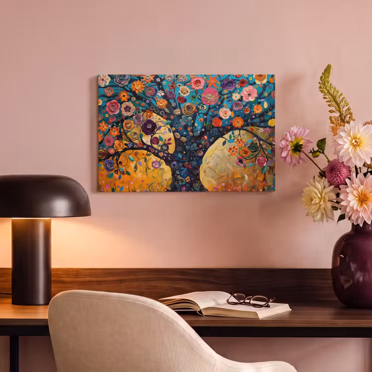 Canvas schilderij - Boom - Levensboom - Kleurrijk - Bloemen - Modern — 4