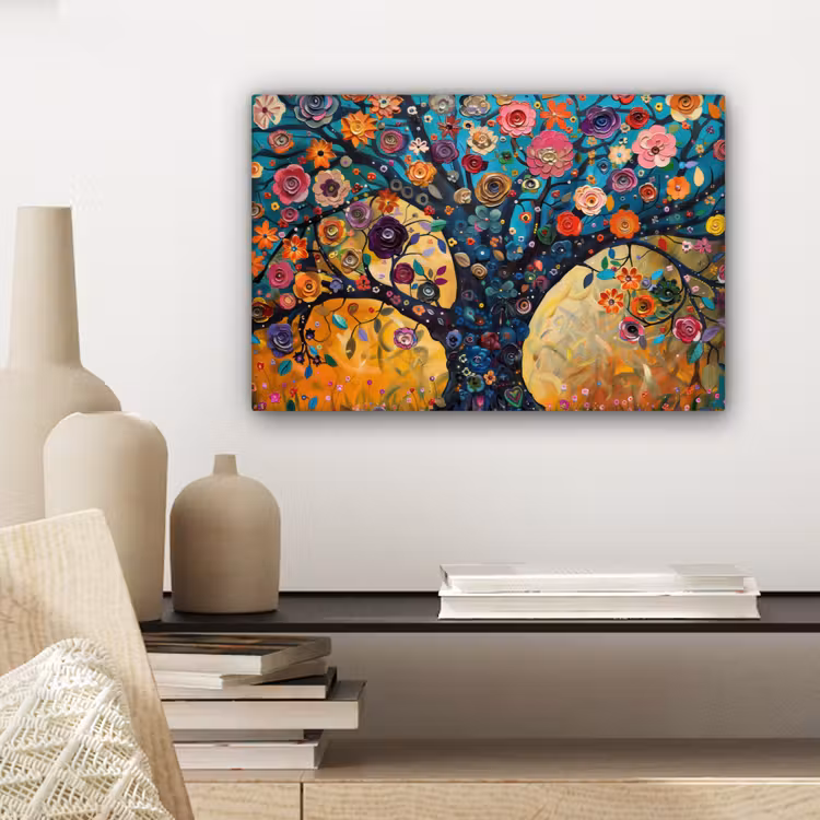 Canvas schilderij - Boom - Levensboom - Kleurrijk - Bloemen - Modern — 5