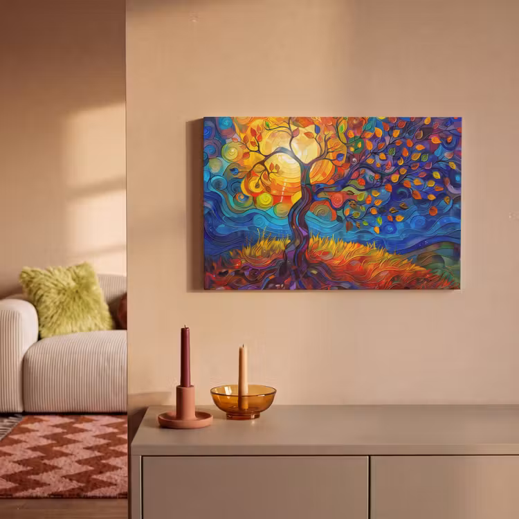 Canvas schilderij - Boom - Zon - Verflook - Kleuren - Abstract — 2