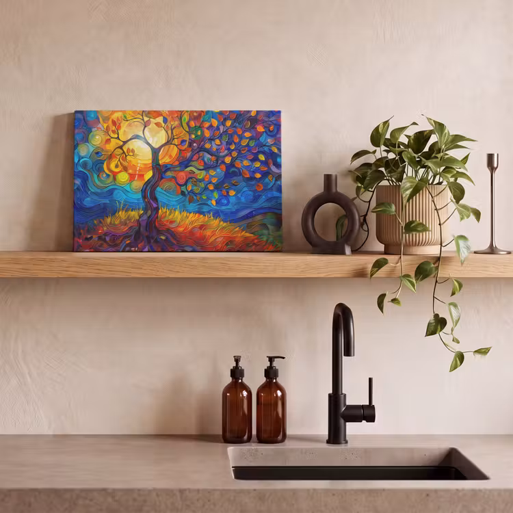 Canvas schilderij - Boom - Zon - Verflook - Kleuren - Abstract — 3