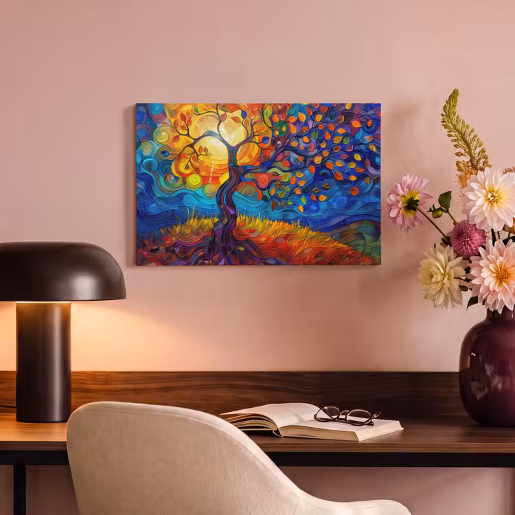 Canvas schilderij - Boom - Zon - Verflook - Kleuren - Abstract — 4