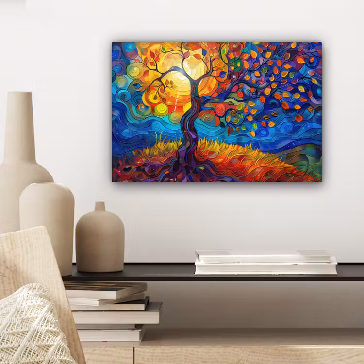 Canvas schilderij - Boom - Zon - Verflook - Kleuren - Abstract — 5