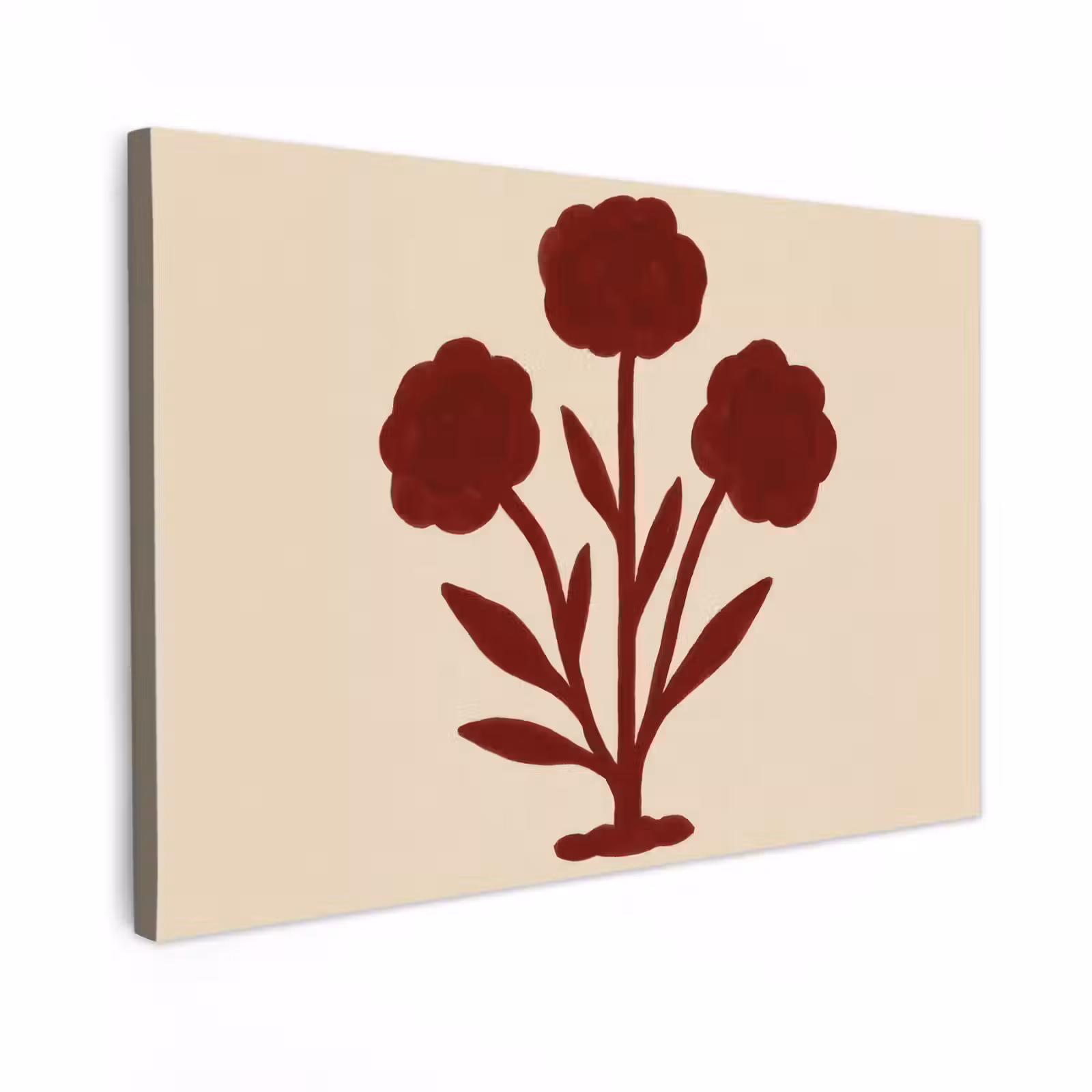 Canvas schilderij - Bloemen - Bladeren - Rood - Minimalistisch — 1