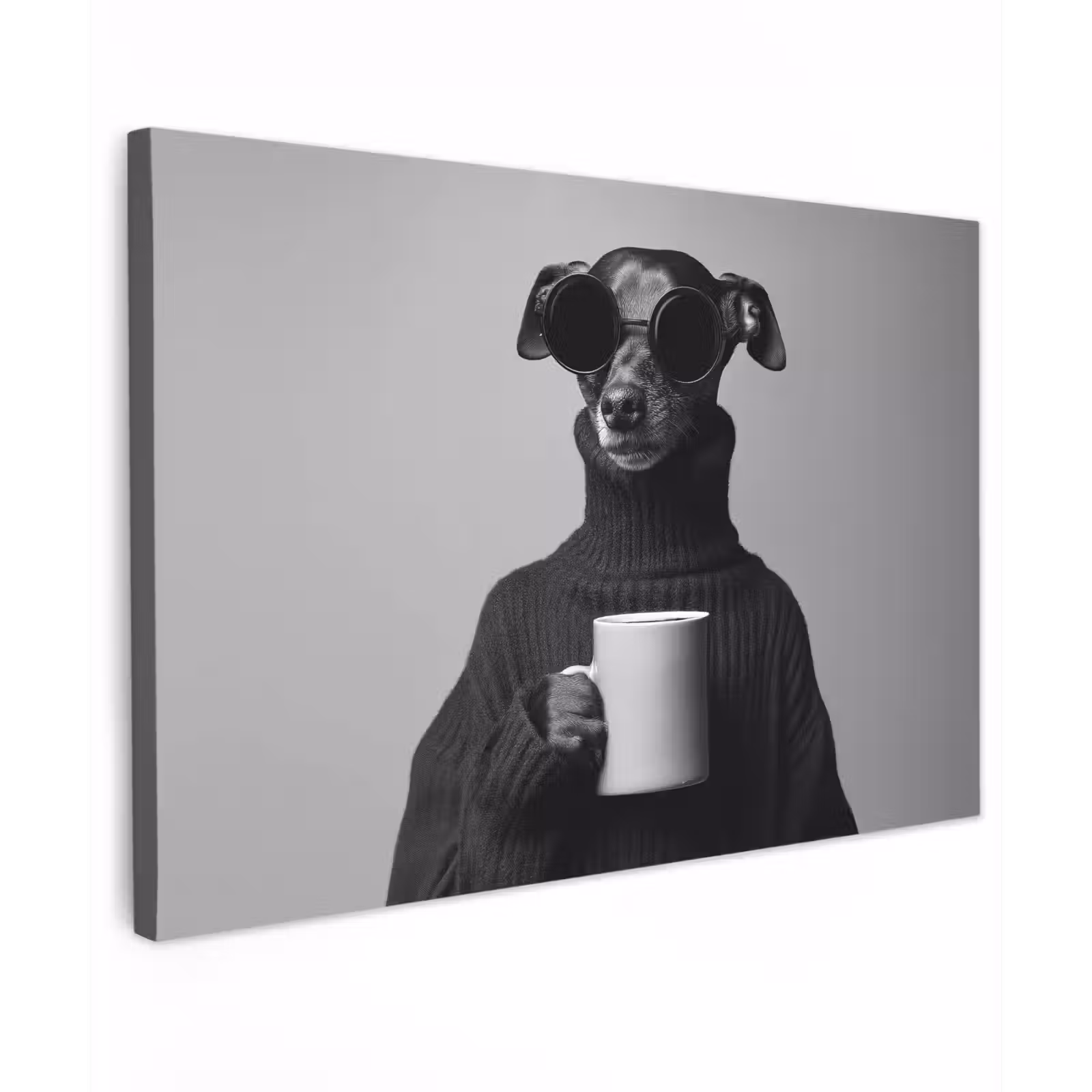 Canvas schilderij - Coltrui - Hond - Bril - Mok — 1
