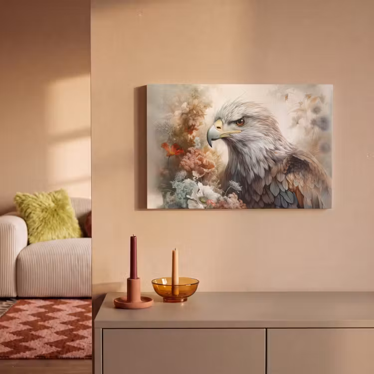 Canvas schilderij - Arend - Adelaar - Vogel - Bloemen - Natuur — 2