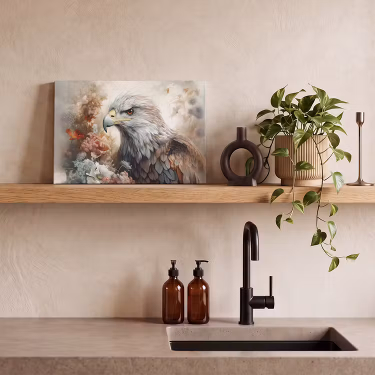 Canvas schilderij - Arend - Adelaar - Vogel - Bloemen - Natuur — 3
