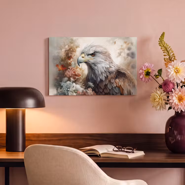 Canvas schilderij - Arend - Adelaar - Vogel - Bloemen - Natuur — 4