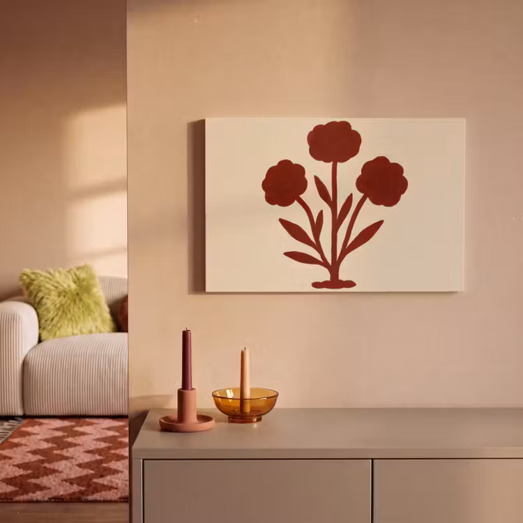 Canvas schilderij - Bloemen - Bladeren - Rood - Minimalistisch — 2