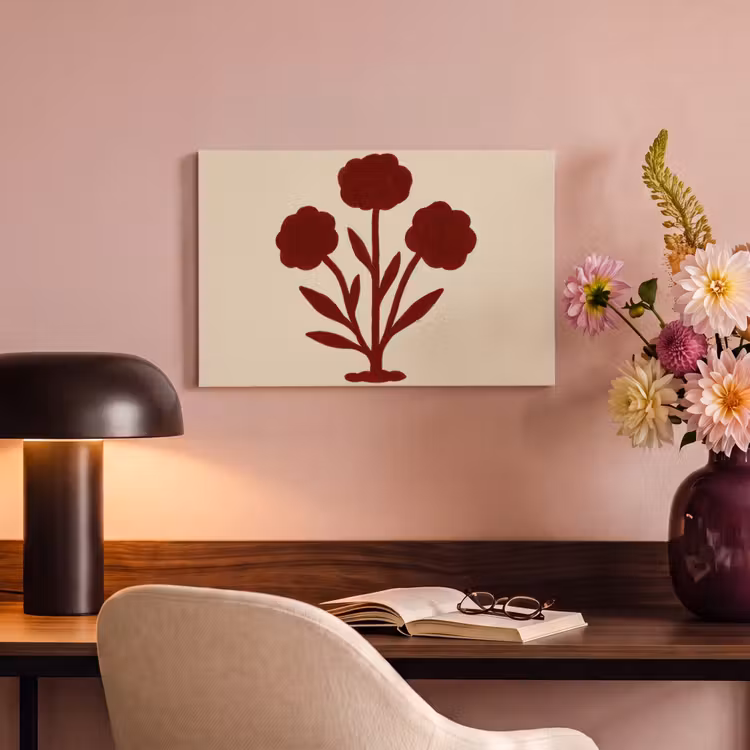 Canvas schilderij - Bloemen - Bladeren - Rood - Minimalistisch — 4
