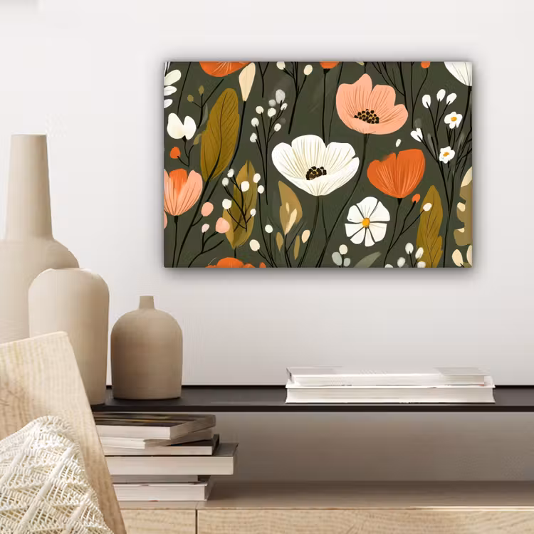 Canvas schilderij - Bloemen - Illustratie - Groen — 5