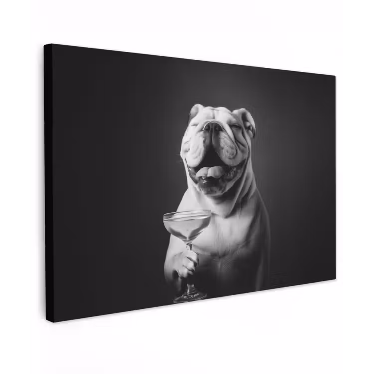 Canvas schilderij - Buldog - Hond - Glas — 1