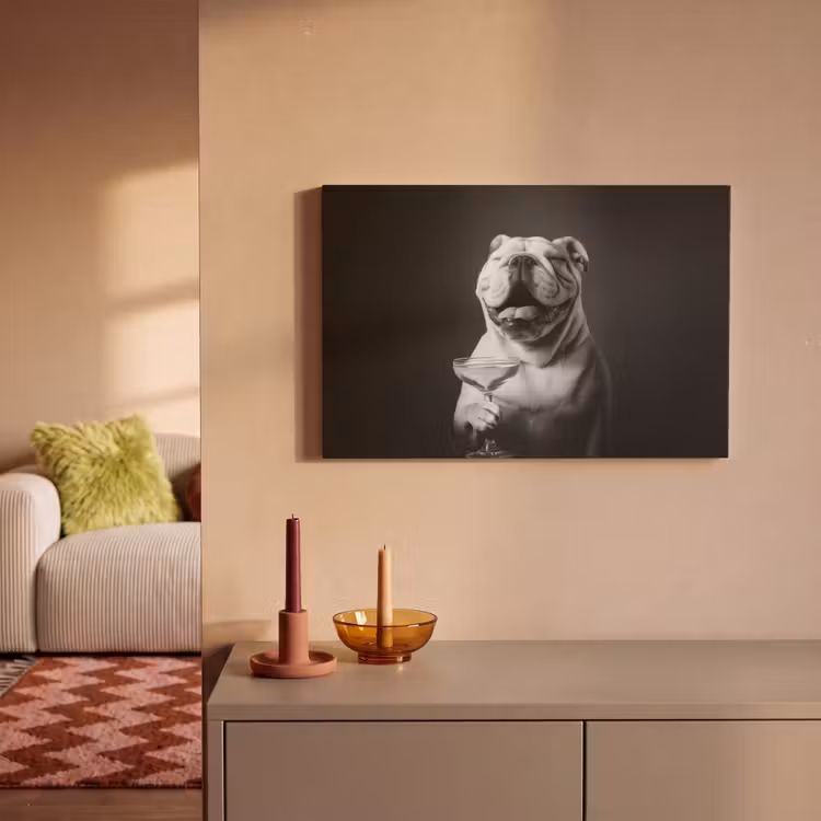 Canvas schilderij - Buldog - Hond - Glas — 2