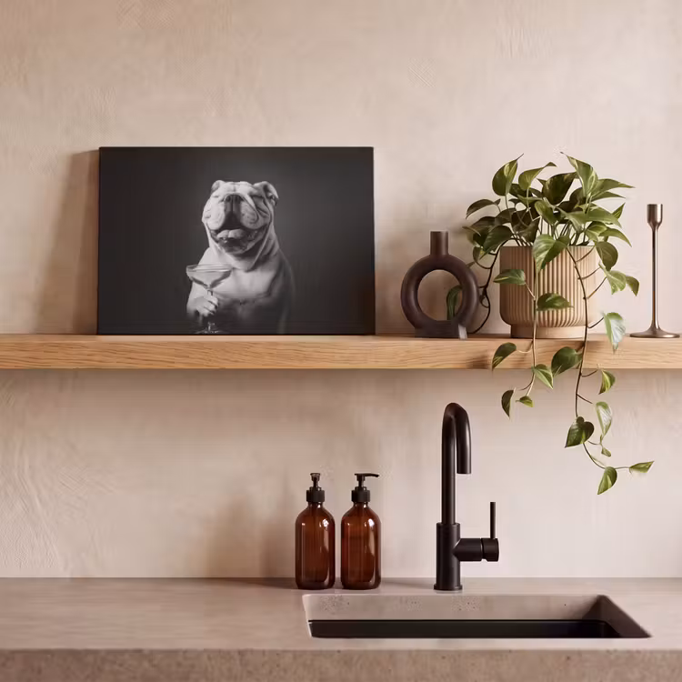Canvas schilderij - Buldog - Hond - Glas — 3