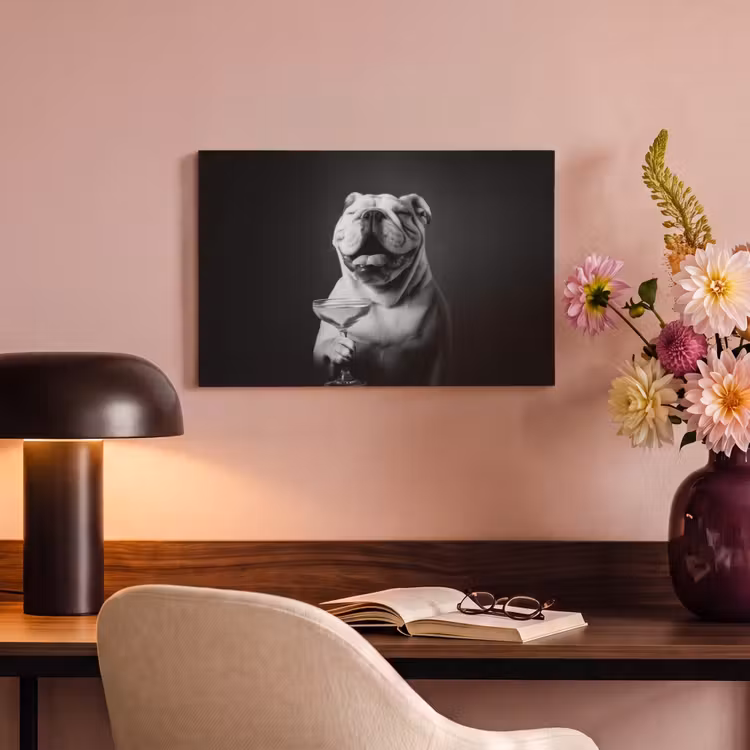 Canvas schilderij - Buldog - Hond - Glas — 4