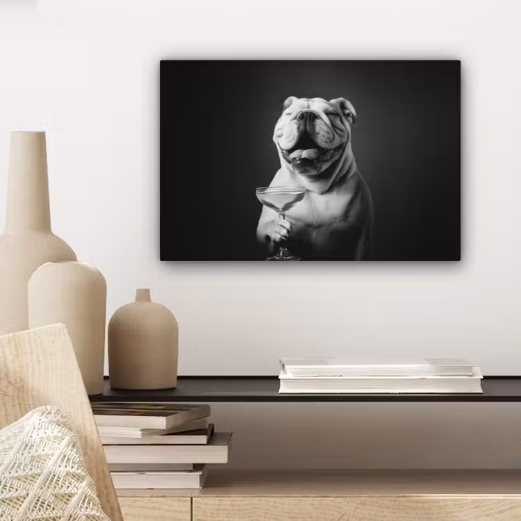 Canvas schilderij - Buldog - Hond - Glas — 5