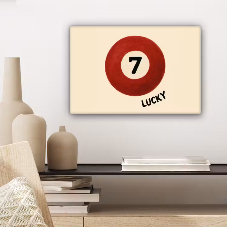Canvas schilderij - Cirkel - Zeven - Lucky - Rood — 5