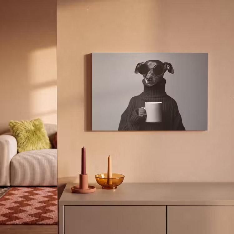 Canvas schilderij - Coltrui - Hond - Bril - Mok — 2