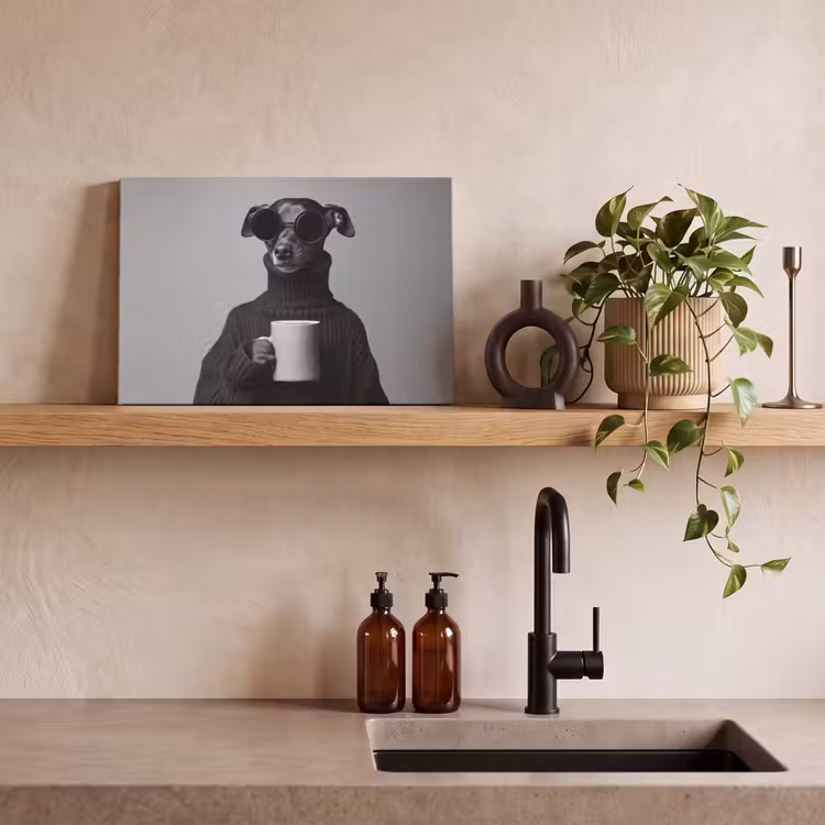 Canvas schilderij - Coltrui - Hond - Bril - Mok — 3