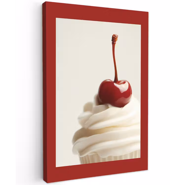 Canvas schilderij - Cupcake - Kers - Rood — 1