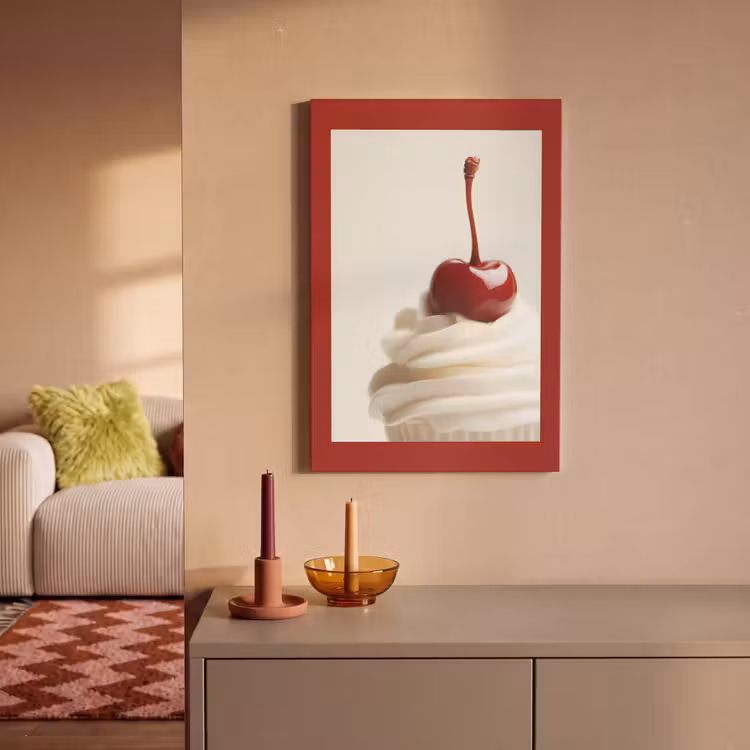 Canvas schilderij - Cupcake - Kers - Rood — 2