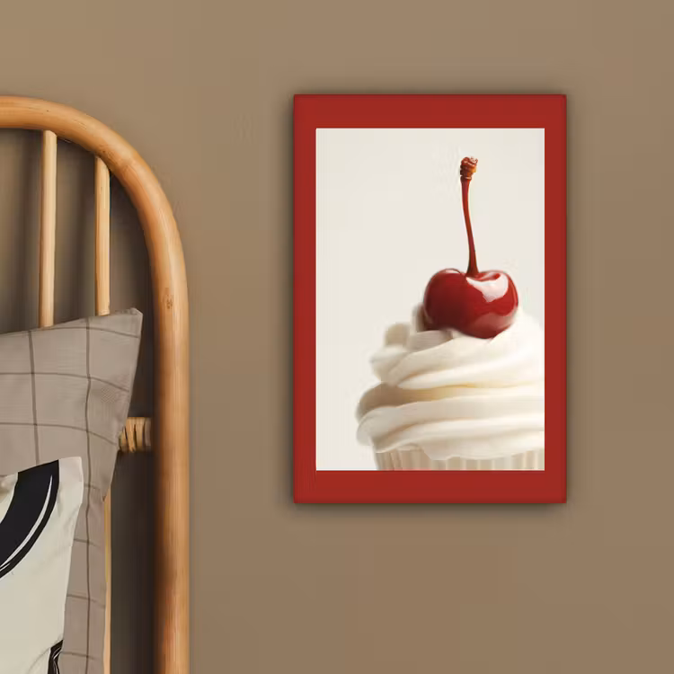 Canvas schilderij - Cupcake - Kers - Rood — 3